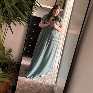 Birdy grey Hannah empire dress in sea glass. Size 1x. Worn once for wedding.